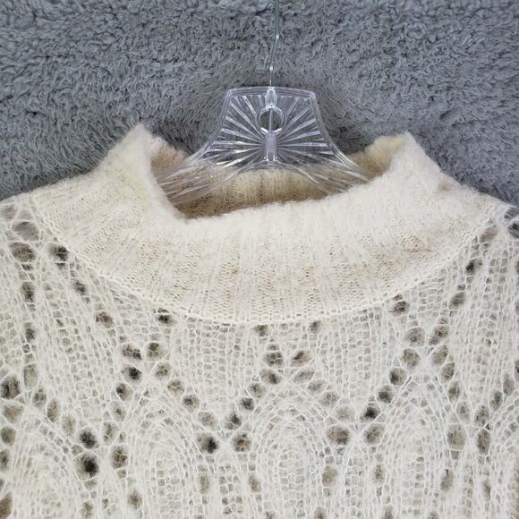Reformation Sweater Alpaca Wool Jessica Pointelle Lacy Knit Ivory Size Small - Picture 5 of 11